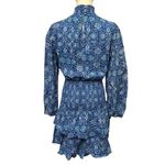 Kourt Sz Small Blue Paisley Print Luke Dress Tiered Mini Skirt Smock Waist/Neck Photo 2
