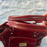 Anne Klein Dark Red Faux Patent Croc Leather Handbag w Gold Colored Accents Photo 9