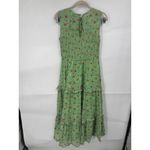 Banjanan Iris Ruffle Floral Midi Dress Women Medium Green Prairie Peasant Boho Photo 2