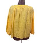 Talbots  Daffodil Yellow Lantern Sleeve Linen Top Size 2X NWT Peasant Boho Photo 2