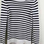 Talbots  Women's Medium Navy White Striped Boat Neck Pullover Knit Sweater Photo 0