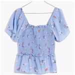 Madewell Smocked Flutter-Sleeve Top in Aloha Floral Size XS NWT Photo 2