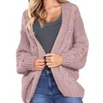 SheIn Cozy cardigan dusty rose cable knit Size Large Photo 0