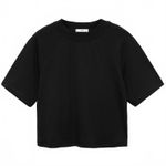 Mango  Cotton T-Shirt with Seams Nevada Black NWT Large Photo 3