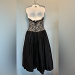 Gunne Sax  Jessica McLintock Black Lace and Taffeta strapless dress Vintage Size9 Photo 3