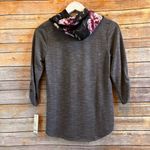 Apt. 9  Gray Knit Top With Floral Scarf Size Petite XS NWT Photo 1