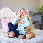 Talbots  Light Blue with Pink Sprinkle Donut Design Long Sleeve Sweater Top Photo 1