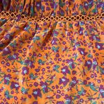 Rebecca Minkoff Mini Dress Size Medium Boho Orange Floral Blouson Sleeve Tiered Photo 7