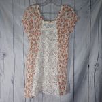 Free People  boho ditsy floral White Pink Crochet Lace Hippie Top Photo 8