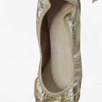 60s Vintage Metallic Gold Rhinestone Embellished USA Made Ballet Slipper Size 8 Photo 5