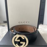 Gucci Belt Interlocking Silver GG Black Leather Photo 0