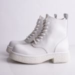 ZARA NEW White Leather Chunky SOLE Lace Up ANKLE BOOTS Photo 0