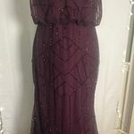 Papell Studio Beaded Art Deco Gown Plum Evening Dress Size 12 Mother of Bride Purple Photo 0