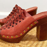 Michael Kors  coral braided leather‎ suede heeled clogs Photo 0