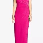 Ralph Lauren Lauren One Shoulder Charming Jewel Brooch Sleek Matte Jersey Gown Photo 0