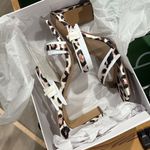 The Drop Women's Leopard Avery Square Toe Two Strap High Heeled Sandal Size 8.5 Brown Photo 6