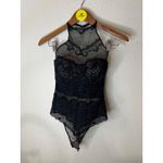 Victoria's Secret  Womens Bodysuit Teddy Black Halter Sheer Lace Thong Sensual 34C Photo 1