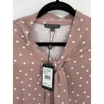 Adrianna Papell Blouse Polka Dot Tie Neck Long Sleeve Top Size L Photo 2