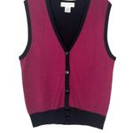 Vtg 90s Casual Corner Sleeveless Colorblock Grandma Button Up Sweater Knit Vest Photo 0