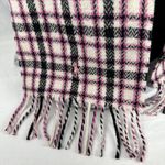 Ralph Lauren Blue Label Pink Black White Plaid Scarf Lambswool Fringe Made Italy Photo 1