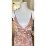 Lulus  XS Floral Embroidered Mesh Slip Midi Dress Pink Nude Lined Spaghetti Strap Photo 1