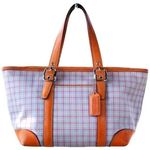 Coach  - Plaid Tote Bag with Tan Accents & Hangtag Photo 0