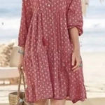 Sundance Scandal Italy Scarlet Pink Cotton Dress Large Photo 0