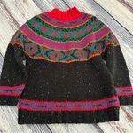 Vintage 1990 IVY Hand Knit Fair Isle Multicolor Knit Sweater Black Photo 4