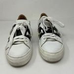 Michele Lopriore  Leather Silver Studded Flat Lace Up Casual Sneakers Shoes White Photo 1