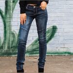 Tin Haul  Womens Trixie western Pieced Back Deco Blue Cotton Blend Jeans Sz 26 S Photo 2