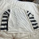 ROMWE Anime Women's Cute Striped Oversized Round Neck Long Sleeve Subcul shirt S White Photo 5