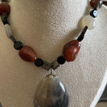 Artisan, Stone, Bead, Jasper 22 Inch Gray, Black And Red Bold Necklace, nature Gray Photo 0