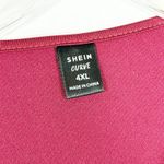 SheIn Plus Size 4XL Top Dark Red One Sleeve Stretch Solid Off Satin Stretch 316 Photo 3