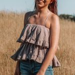 Boutique POL Mauve/Gray Ruffle Tank Top Photo 0