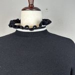 & Other Stories & Other Stories Women Ruffle Neck Cuff Sweater XS Black White Stripe Cotton Wool Photo 1