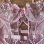 Pink Floral Embroidered Lingerie Bodysuit Size L Photo 1
