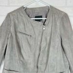 DKNY Jeans Jacket Women Large Gray Faux Suede Polyester Long Sleeve Clipside Zip Photo 4