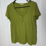 Aerie Vintage  American Eagle Green Babydoll Scoop Neck Peasant Top Large Photo 0