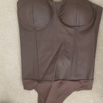 AQUA Brown Leather  Bodysuit Photo 0