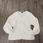 1. State  Ivory V-Neck Sweater with Balloon Sleeves Photo 3