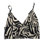 ZARA Black Ivory Zebra Print V Neck Sleeveless Camisole Crop Tank Top Size XS Photo 2