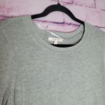 Skies Are Blue  GRAY KNIT SWEATER WITH BABY PINK PLEATED TRIM M Photo 2