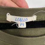 Leallo Women's Olive Green Jewel Puff Sleeve Crew Pullover Sweatshirt Medium Photo 6