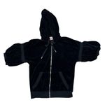 Juicy Couture Vintage Y2K  Black Velour Puff Sleeve Zip Hoodie – Size S Photo 0