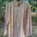 Lucky Brand  Women's Shell Pink Embroidered Long Sleeve Blouse Size S. NEW Photo 0