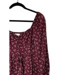Aeropostale Maroon Floral Long Sleeve Corset Front Smocked Back Baby Doll Top S Photo 1