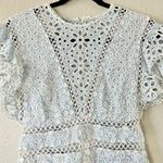 Saylor Blue & White Shanice Lace Eyelet Romper Size Medium Photo 3
