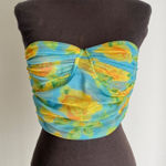 ZARA sz M green yellow strapless floral corset crop top NWT Photo 0