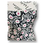 HVN 2 Black Silk Floral Atlanta Midi Dress Fit Flare Square Neck Strappy Summer Photo 5