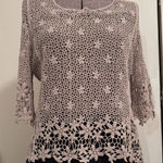 Hazel‎ crochet lace top beige medium boho tan Feminine, Floral Details, Unique Photo 0